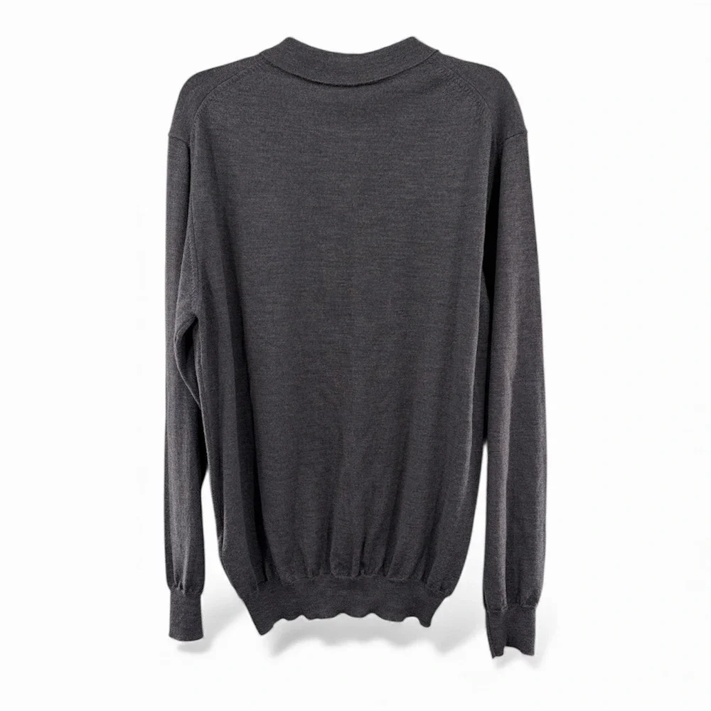 Bugatchi 100% Super Merino Wool Long Sleeve Polo Sweater Men Size 2XL Anthracite